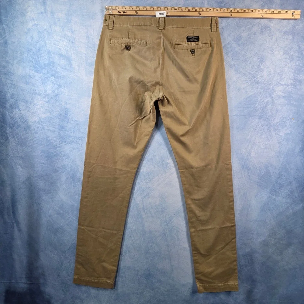 Banana Republic Fulton Skinny Chino Mens‎ 32x34 Khaki Tan Stretch Cotton Pants